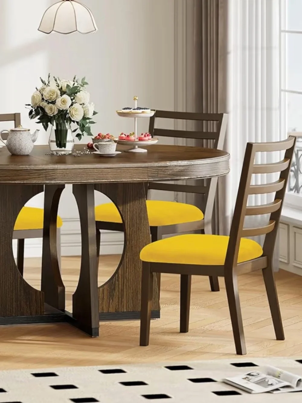 Dining Room Velvet Seat Covers - Mustard Yellow (4-pack)
